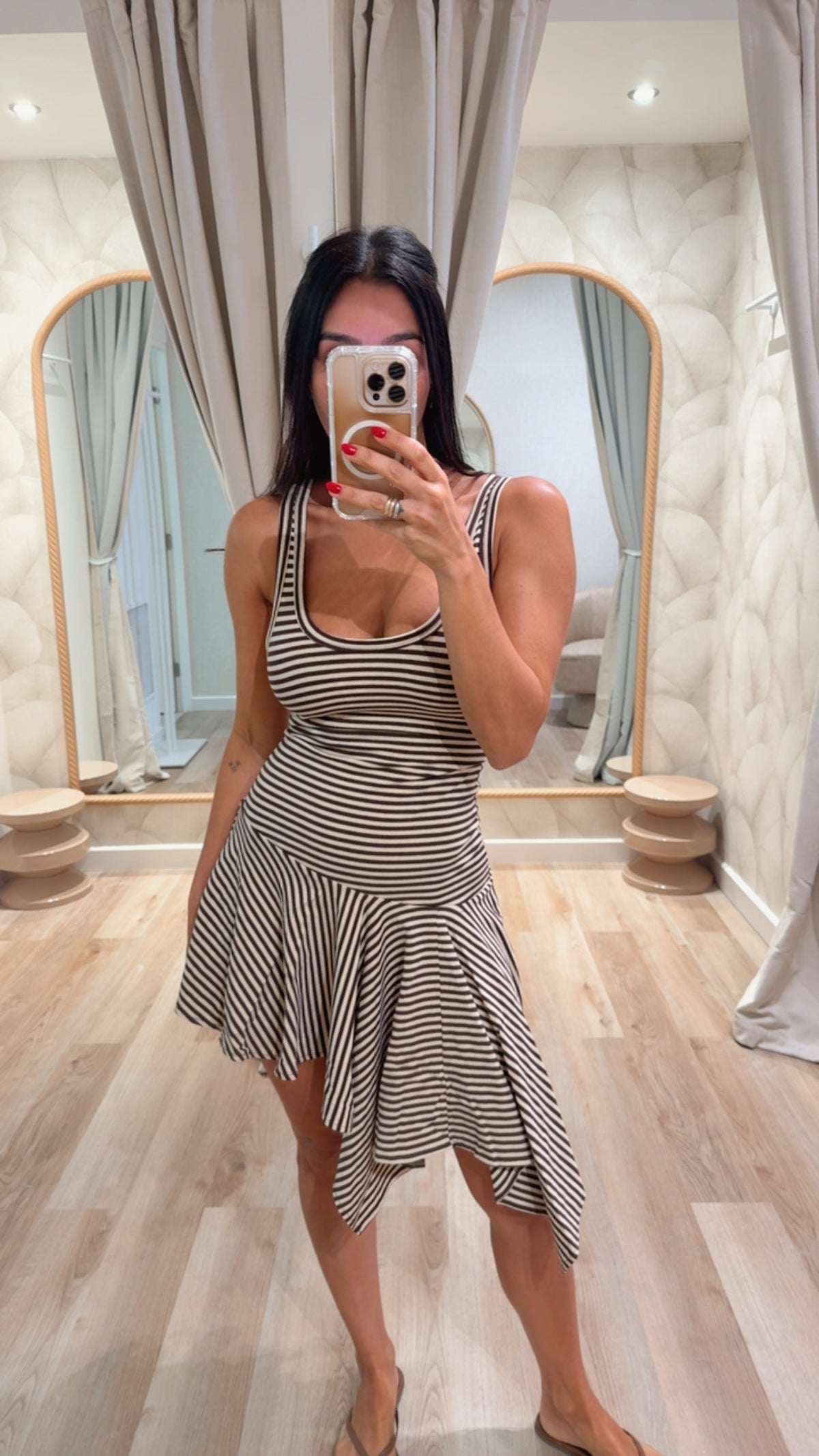 Striped Asymmetrical Dress