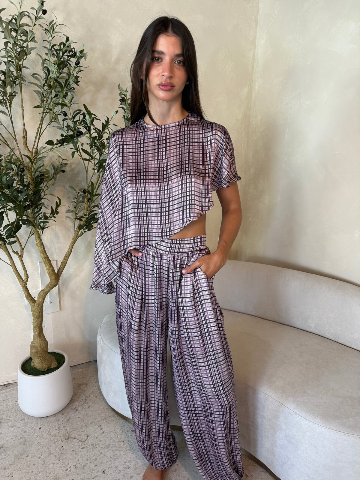 Plaid Top & Pant Set