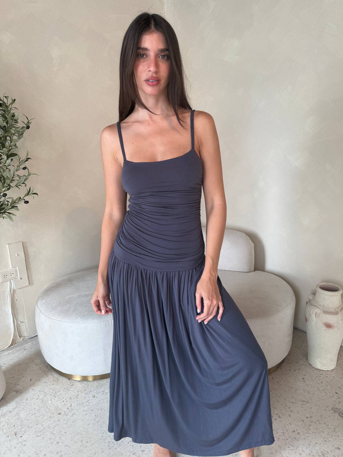 Ruched Bodice Maxi Dress