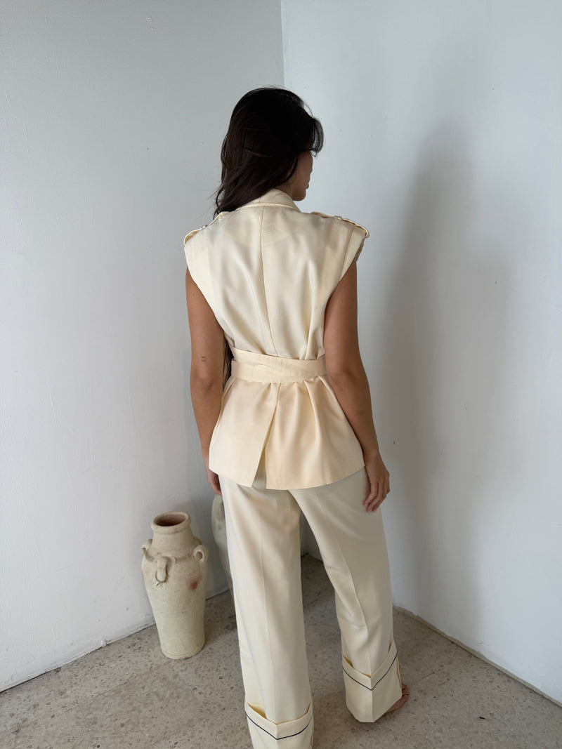 Eggshell Blazer Vest & Pant Set