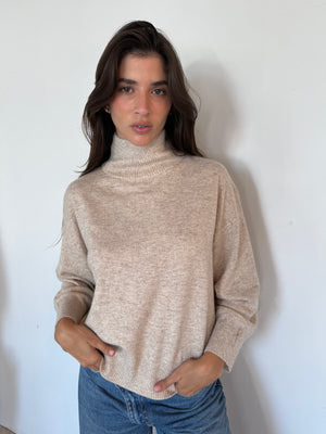 Tan Fuzzy Turtleneck