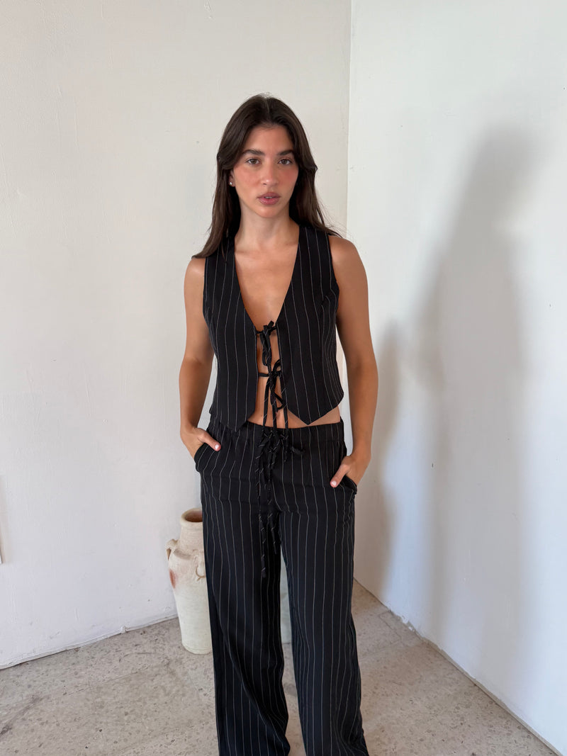 Black Stripe Vest & Trouser Set