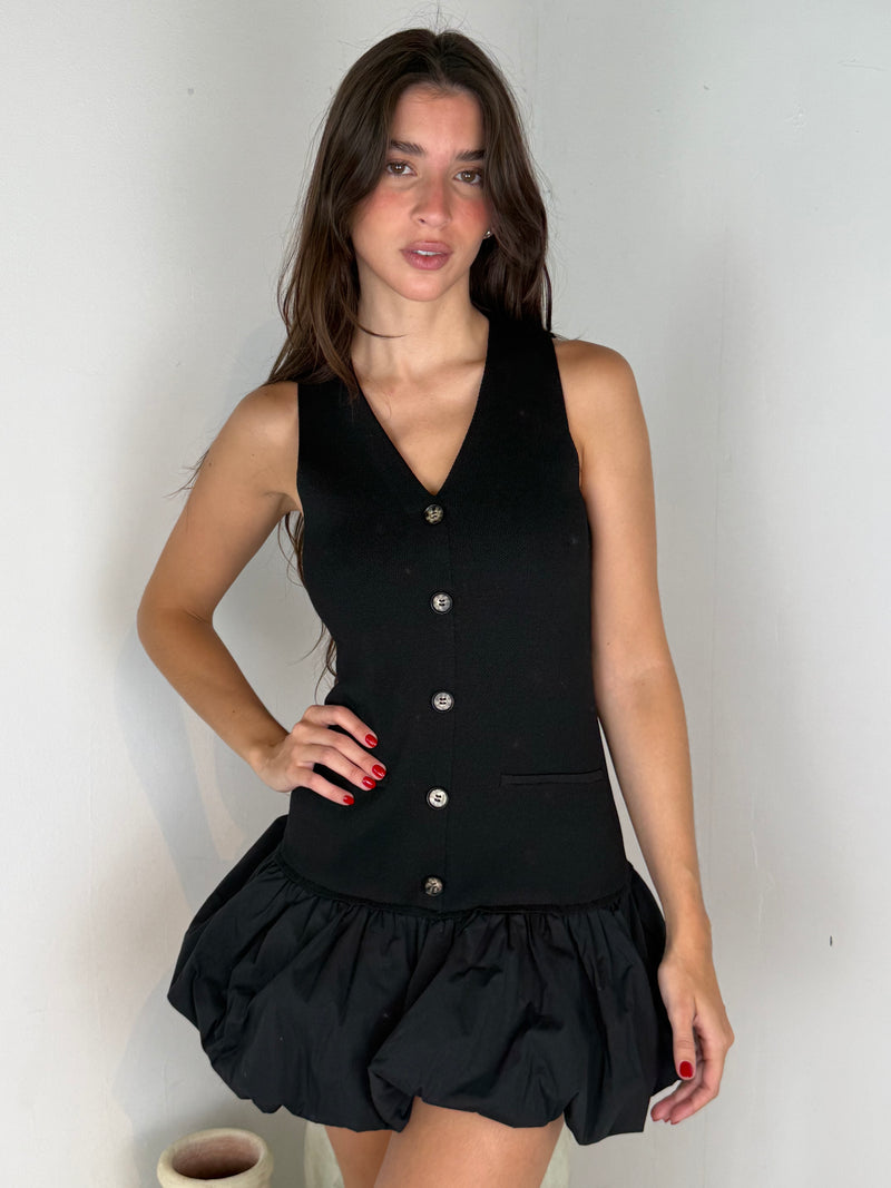 Button Vest Mini Dress