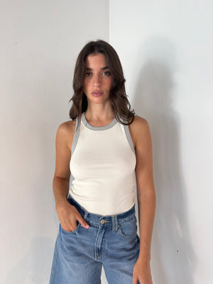 White Ribbed Tank Top