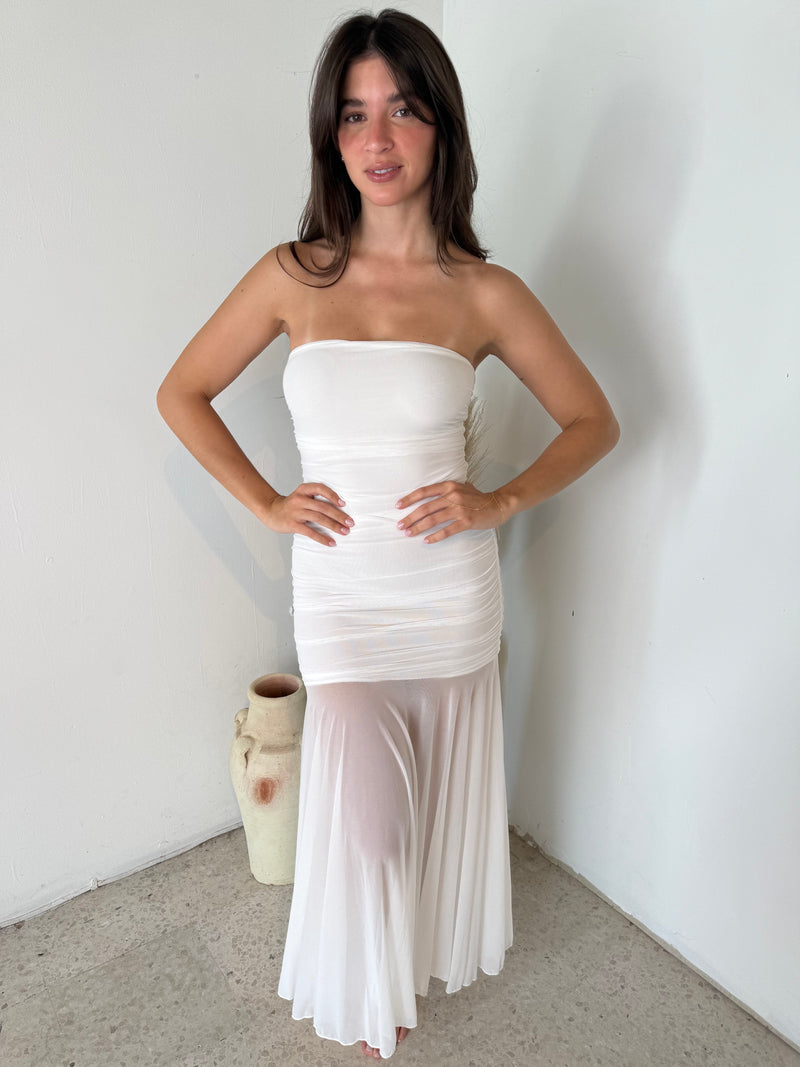White Mesh Tube Dress