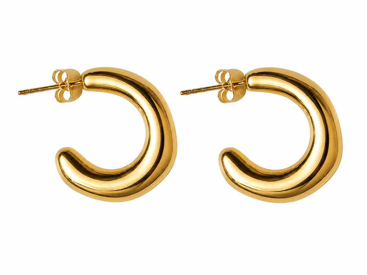 Gold Hoop Wavy Earrings