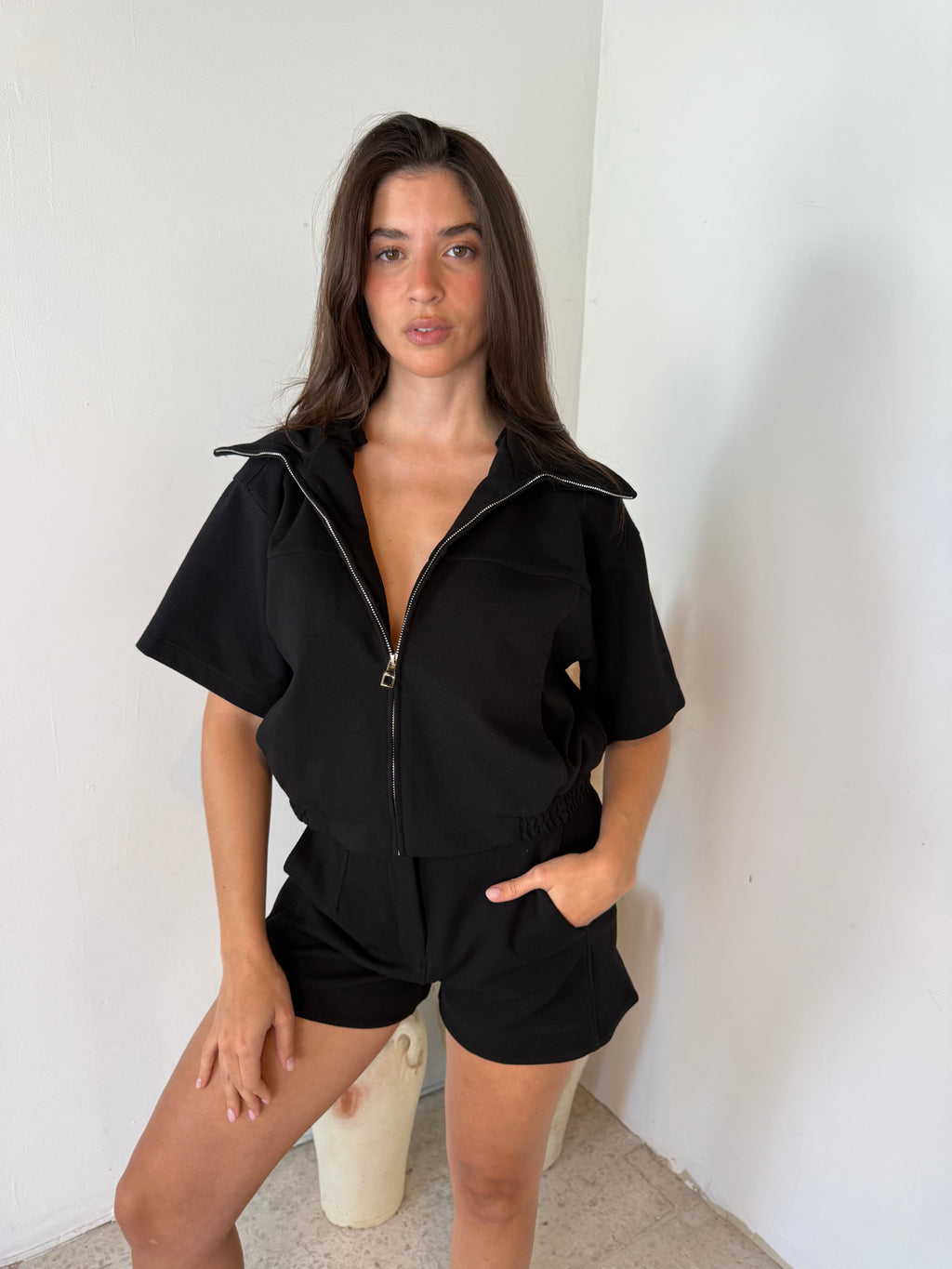Structured Zip Top & Short Set
