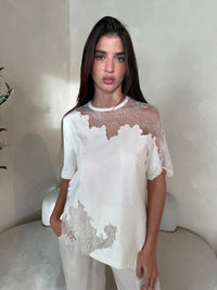 Asymmetric Lace Mix Top