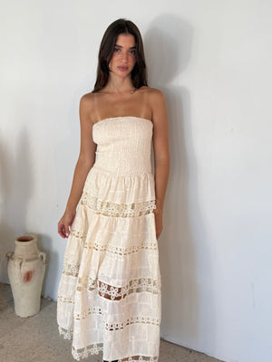 Embroidered Lace Tube Dress