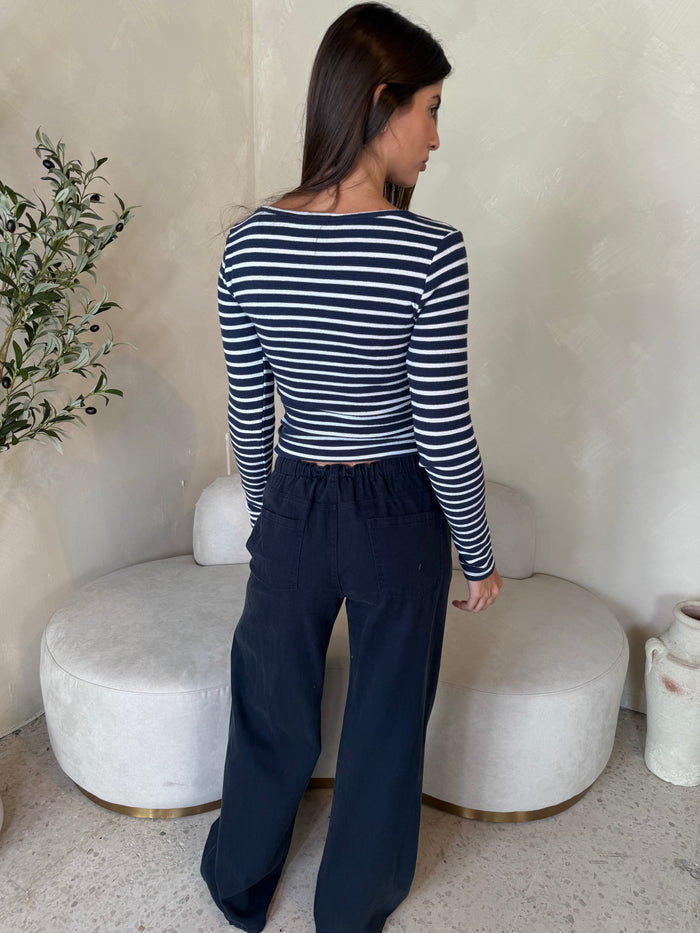 Navy Drawstring Jeans