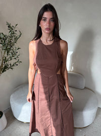 Cocoa Trim Maxi Dress