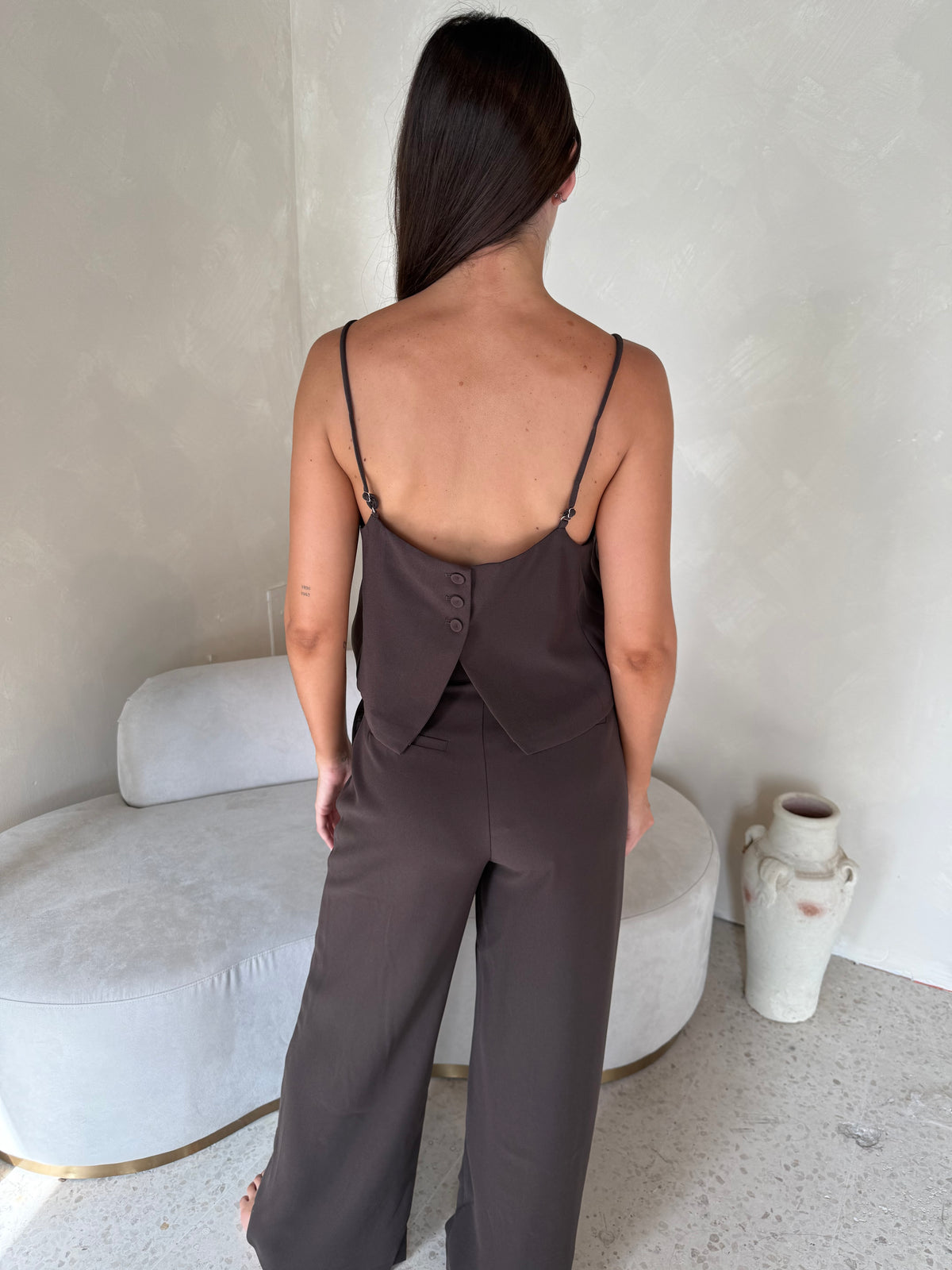 Brown Strappy Top & Pant Set