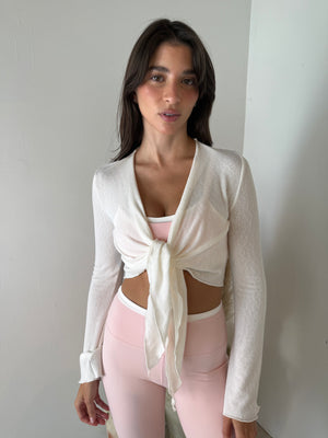 Cropped Tie Front Cardigan