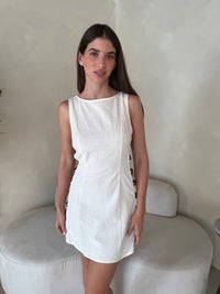 Cream Beaded Mini Dress