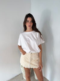 Ecru Floral Eyelet Mini Skort