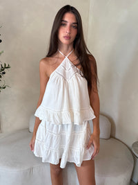 White Lace Top & Skirt Set