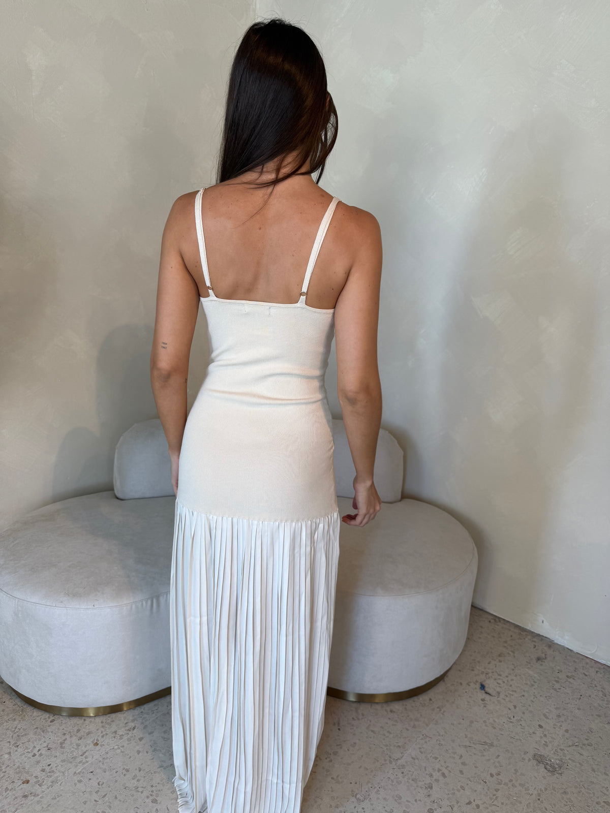 Plunge Pleated Dropwaist Dress