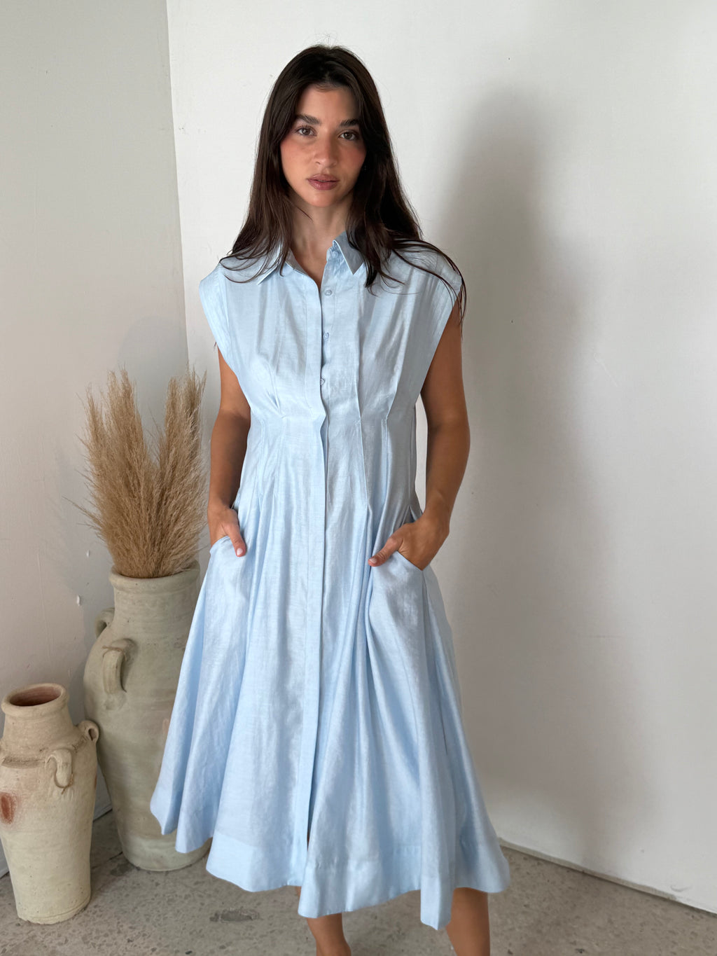 Sky Blue Buttondown Dress