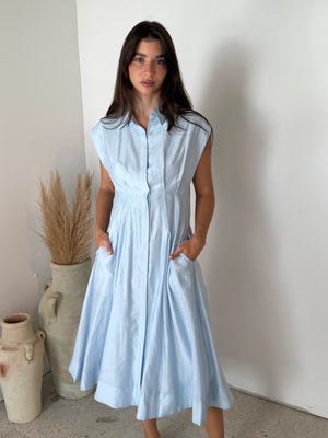 Sky Blue Buttondown Dress