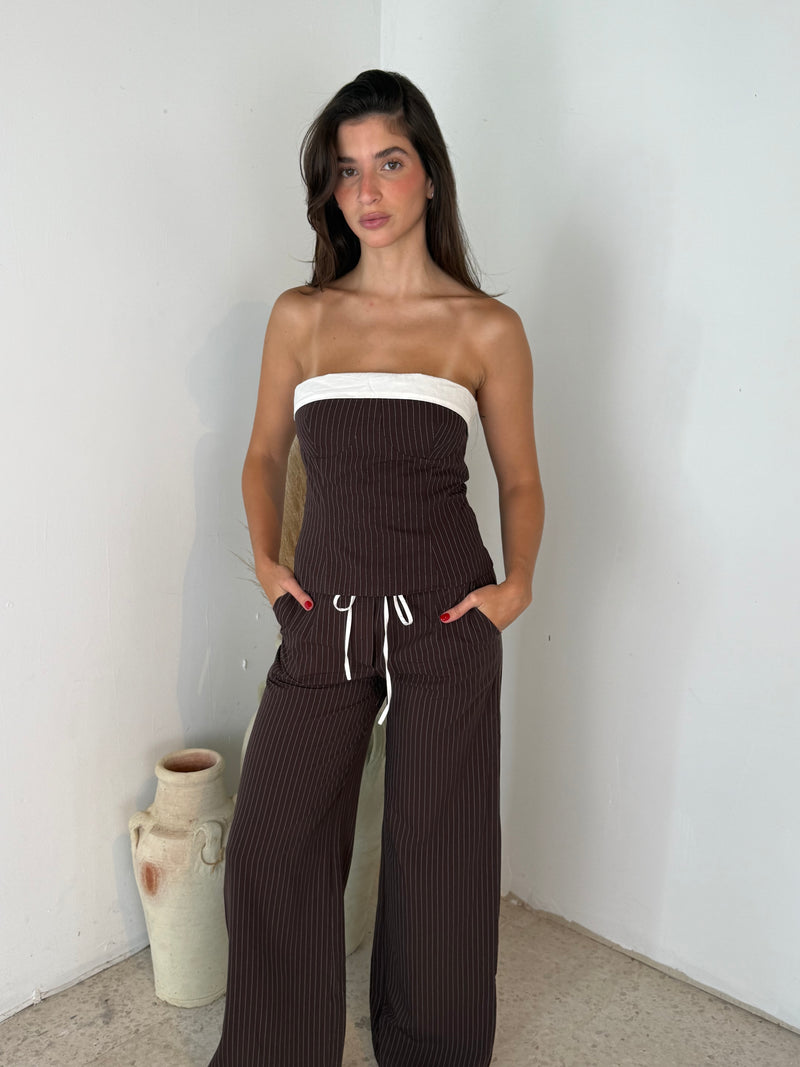 Choco Stripe Top & Pant Set