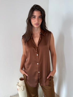 Satin Buttondown Blouse