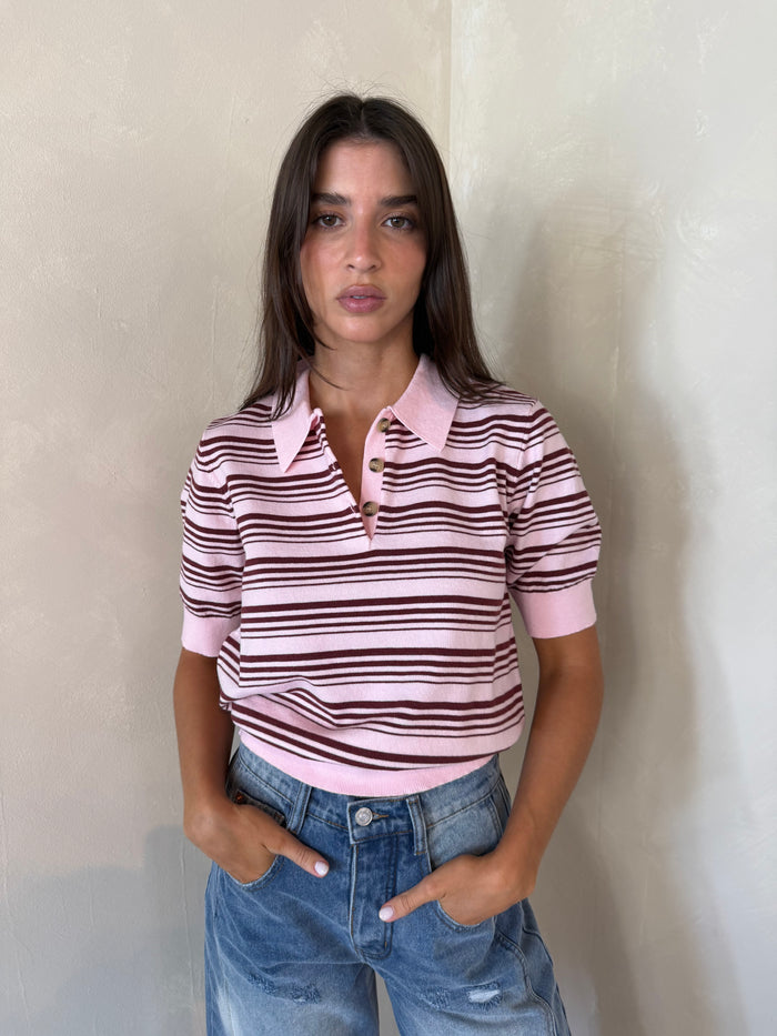 Striped SS Sweater Top