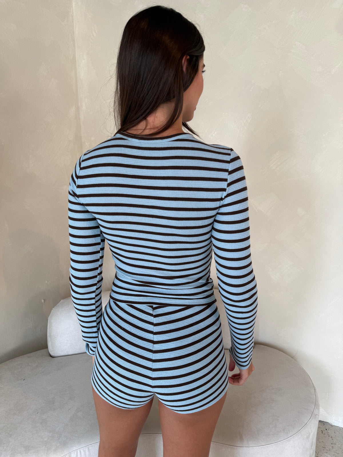 Stripe Blue LS Top & Short Set
