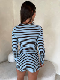 Stripe Blue LS Top & Short Set