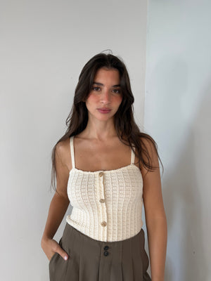 Ivory Gold Button Top