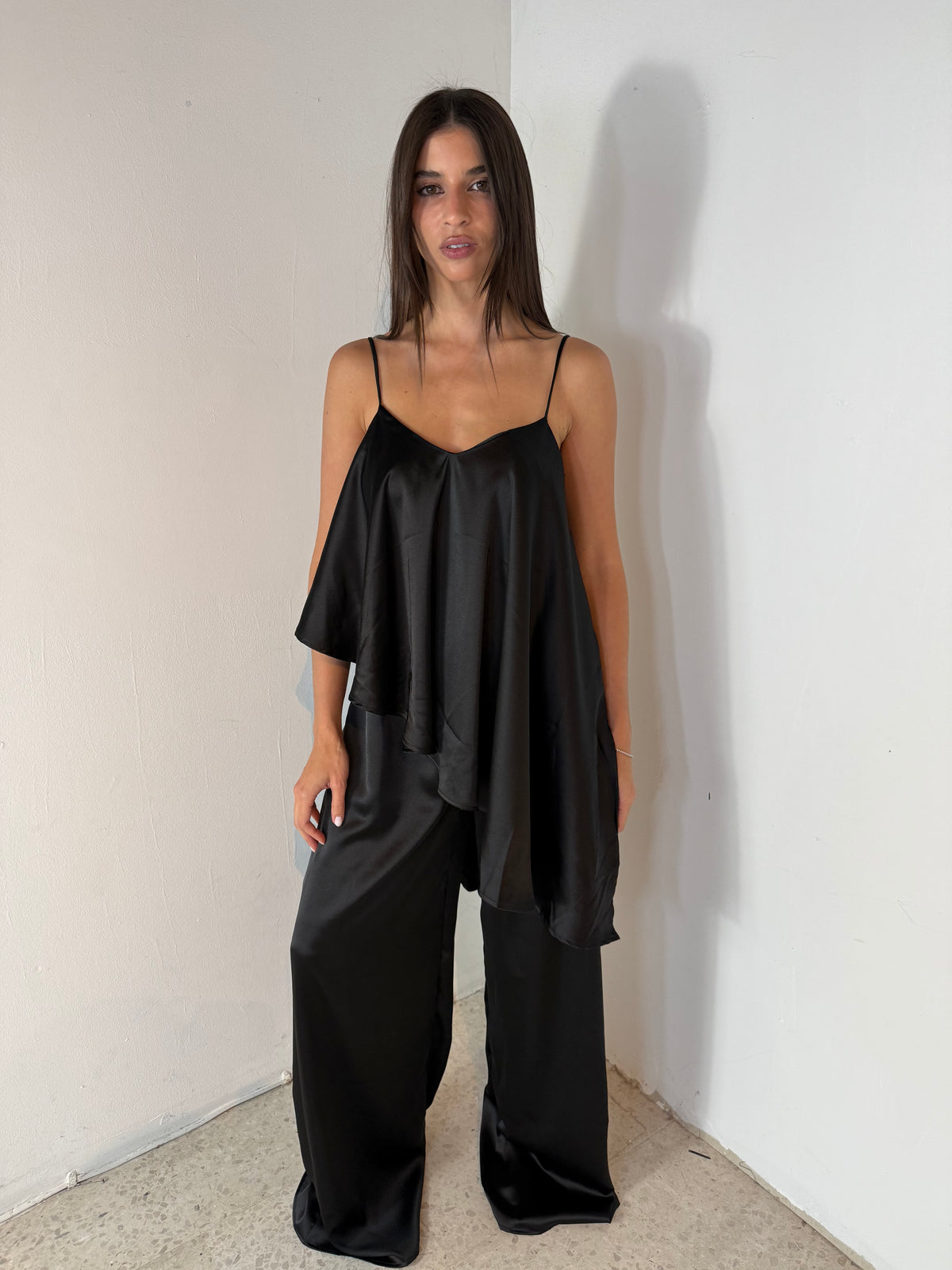 Satin Ruffle Top & Pant Set