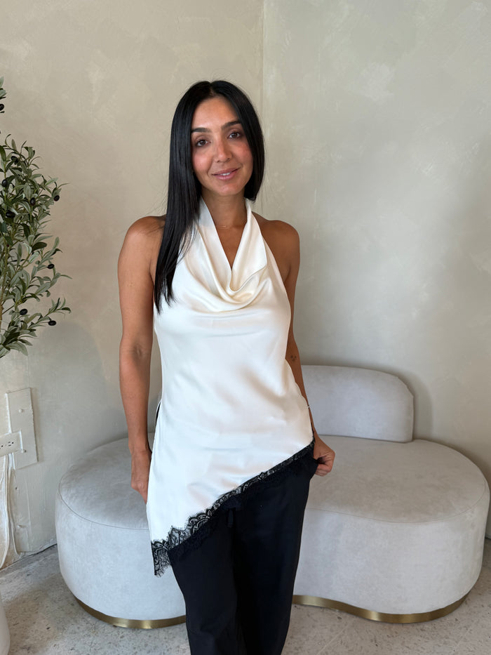 Cream Satin Top