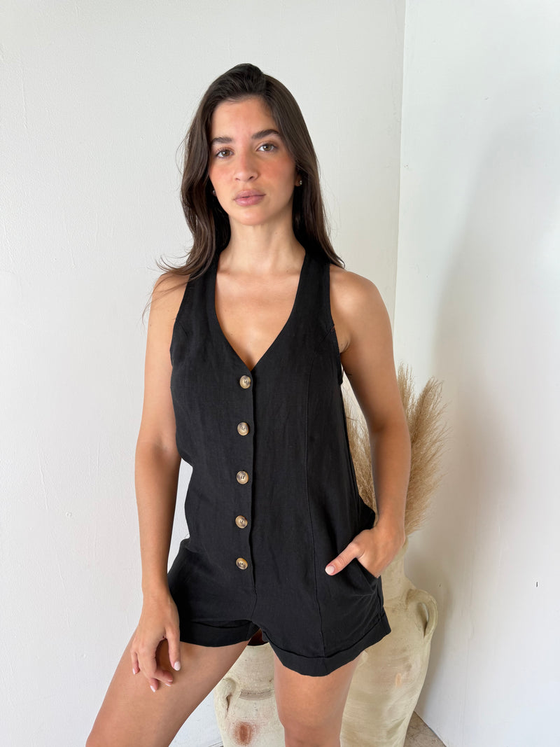 Buttondown Linen Romper