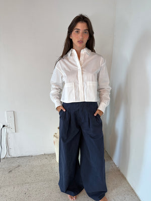 Navy Denim Wide Leg Jean