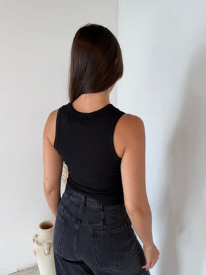 Olive Ribbed Beaded Tank