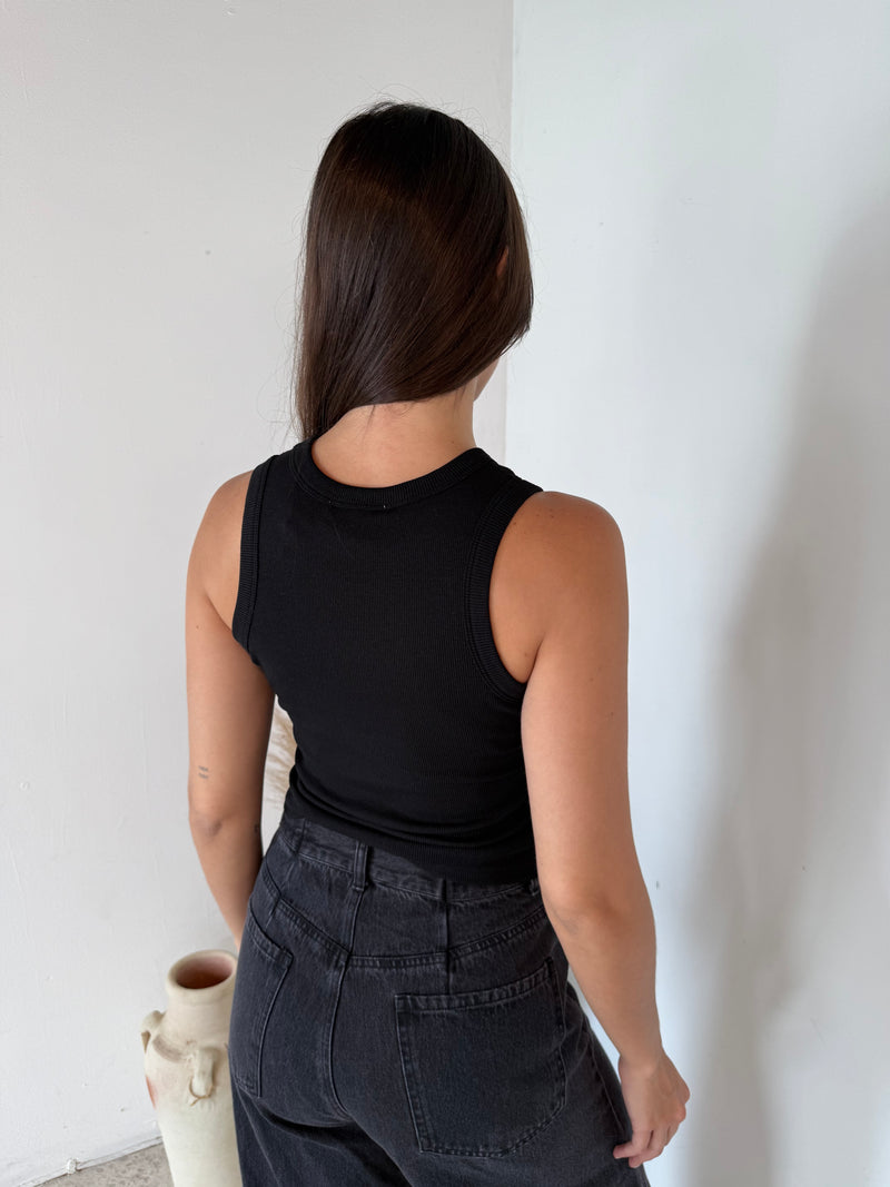 Olive Ribbed Beaded Tank