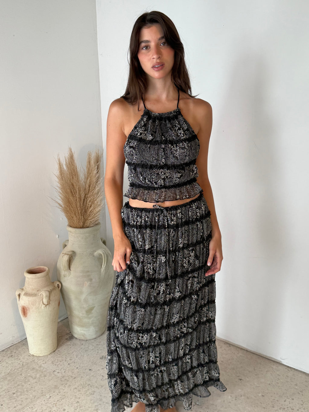Crinkle Top & Maxi Skirt Set