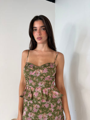 Olive Floral Dress