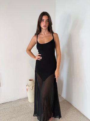 Sheer Bottom Maxi Dress