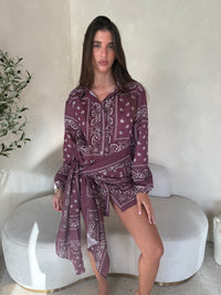Brown Paisley Dress & Sarong Set