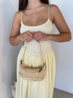 Straw Zip Mini Shoulder Bag