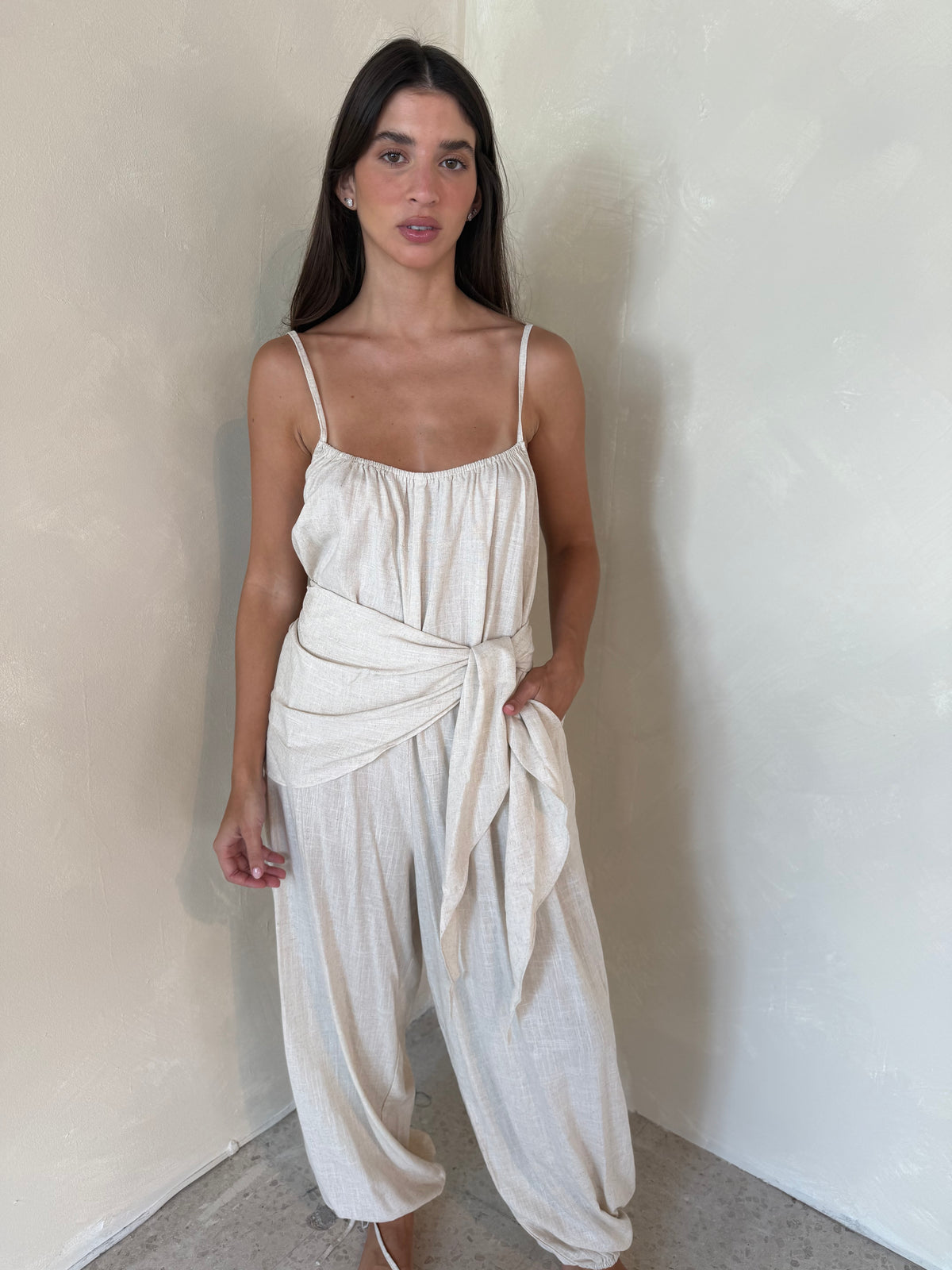 Strappy Jumpsuit with Scarf