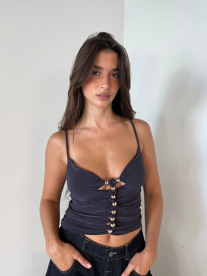 Navy Bead Detail Tank Top