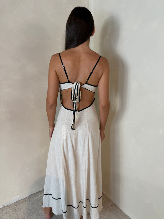 Linen Mix Adjustable Midi Dress