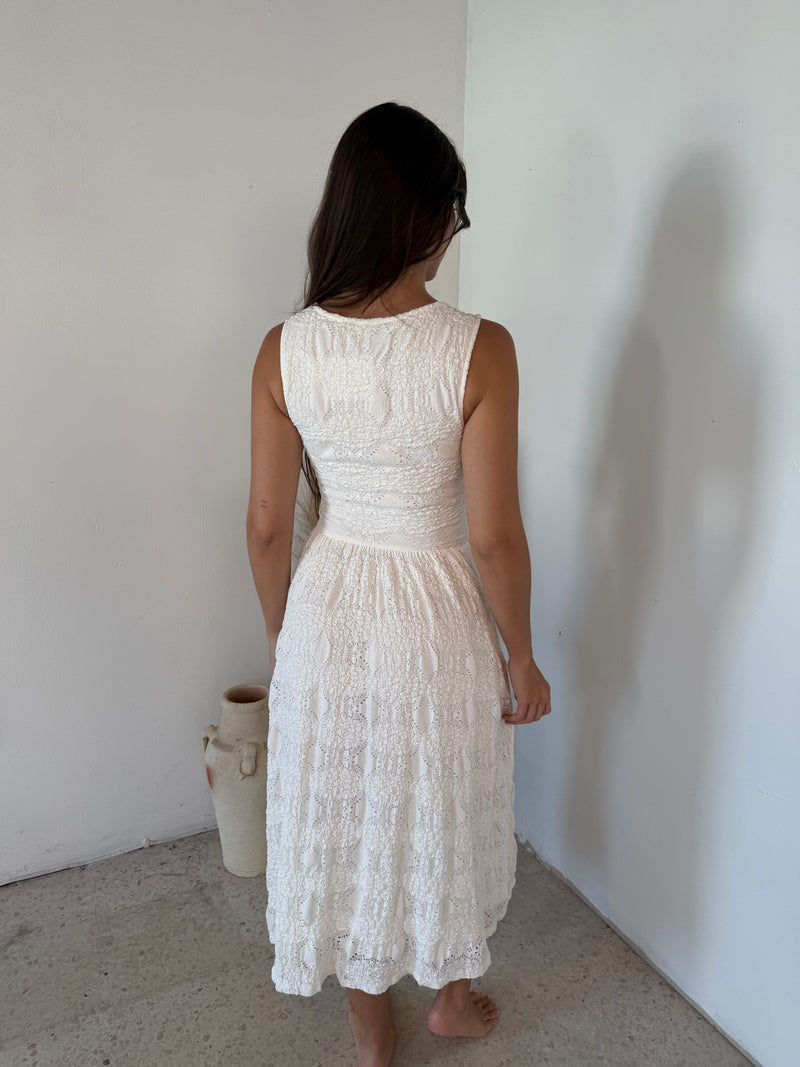White Eyelet Midi Dress