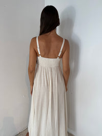 Linen Blended Smocked Dress