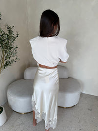 Satin Lace Midi Skirt