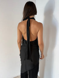 Fringe Satin Halter Top & Pants Set