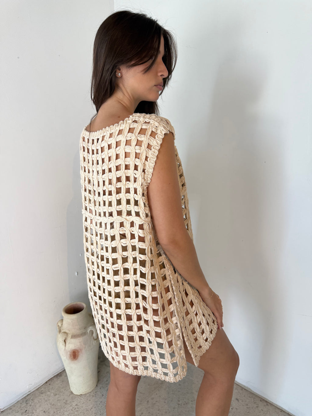 Round Neck Net Cover Up