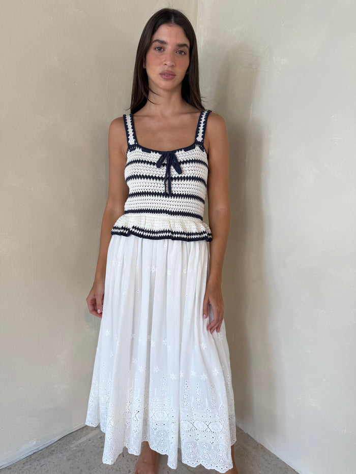 Crochet Stripe Midi Dress