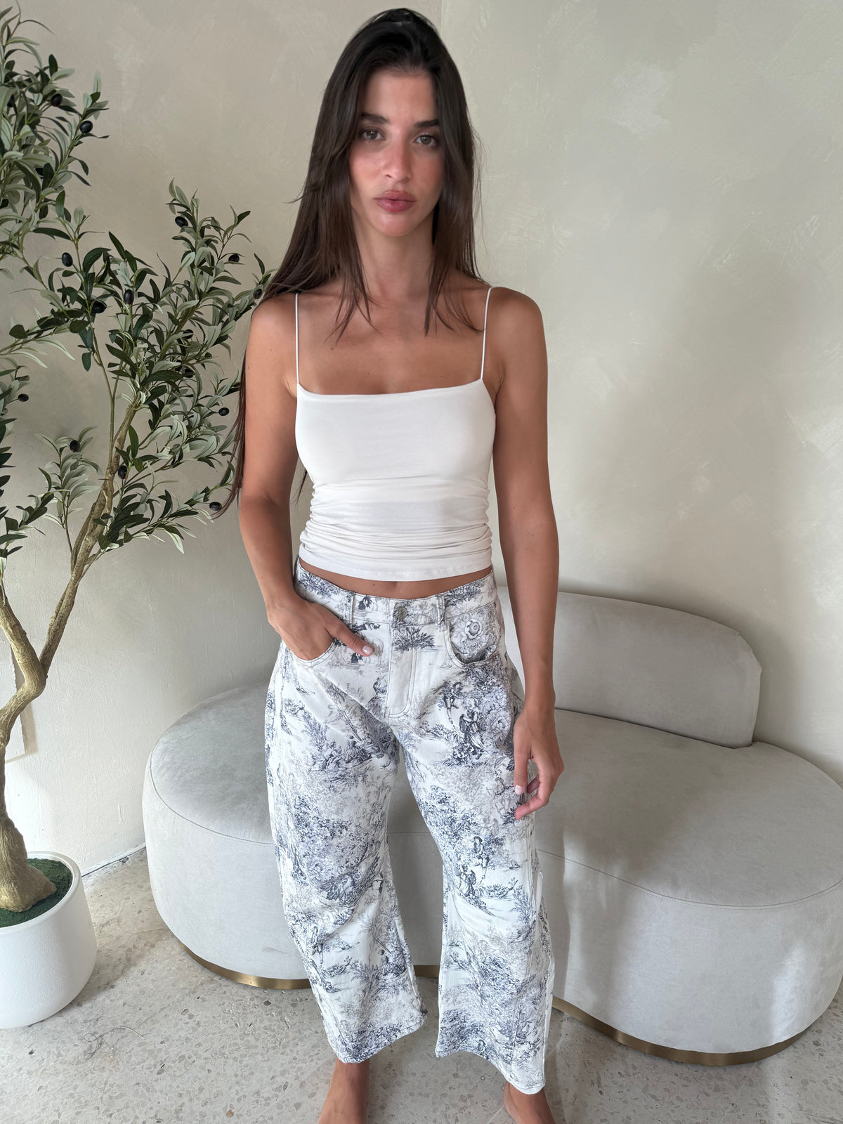 Printed Barrel Pants